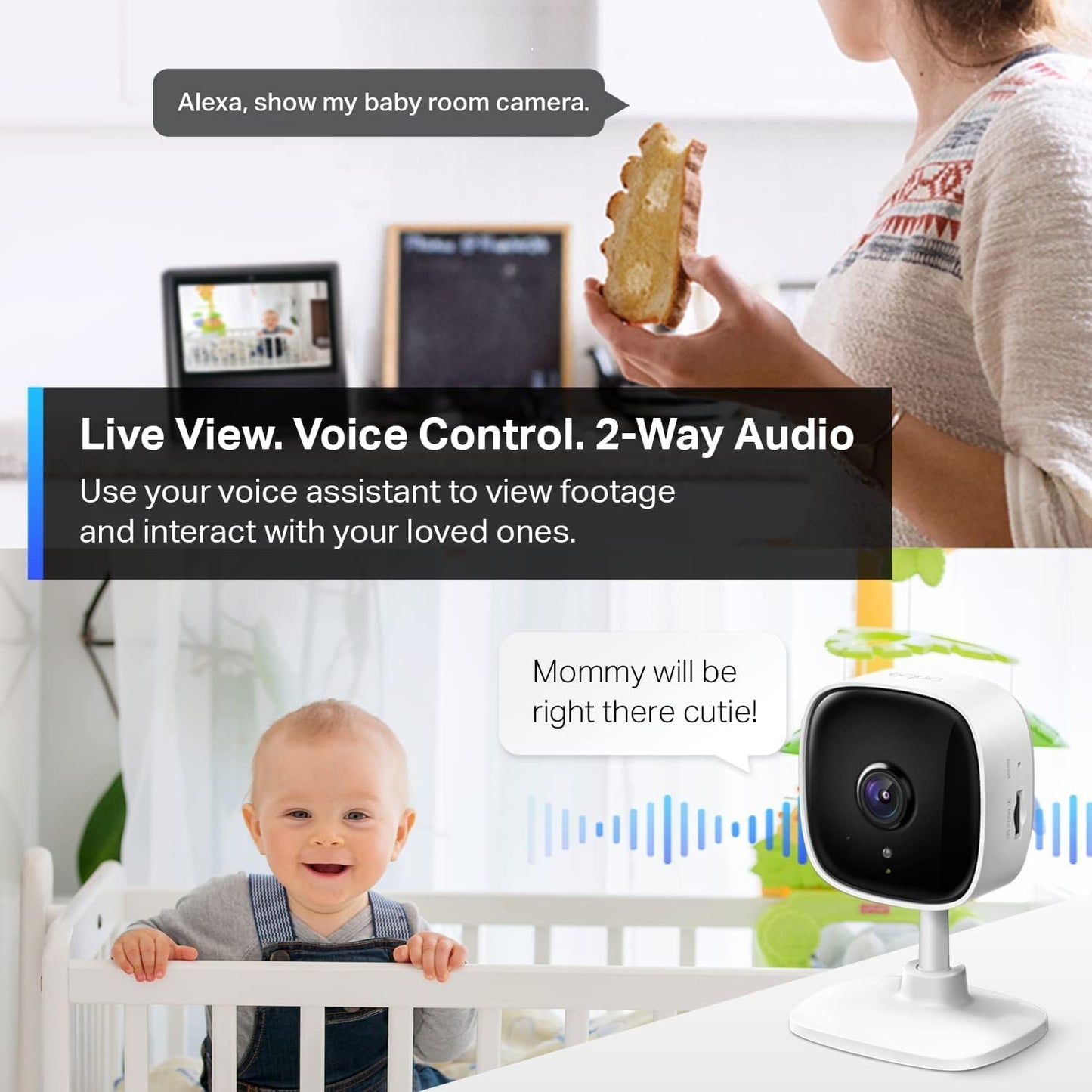 Tapo 2K Security Camera for Baby Monitor, Dog Camera w/Motion Detection, 2-Way Audio, Night Vision, Cloud & SD Card Storage (Up to 256 GB), Works w/Alexa & Google Assistant, 2-Pack C110P2