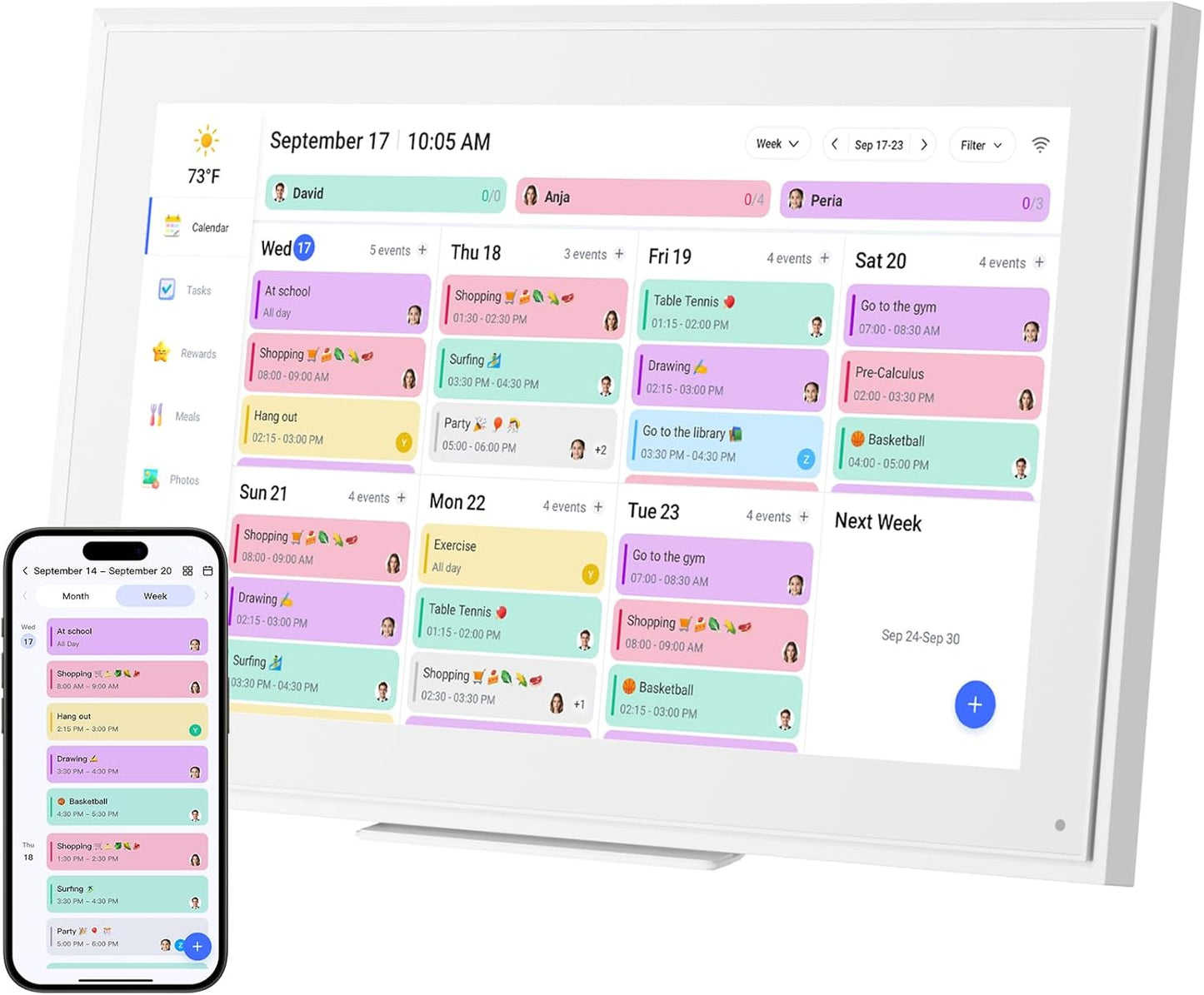15.6-inch Wall Digital Calendar,Smart WiFi Calendar & Chore Chart,Full HD Touchscreen Interactive Display for Family Schedules-Wall/Desk Mountable Planner,Meeting Reminders & Deadline Tracking