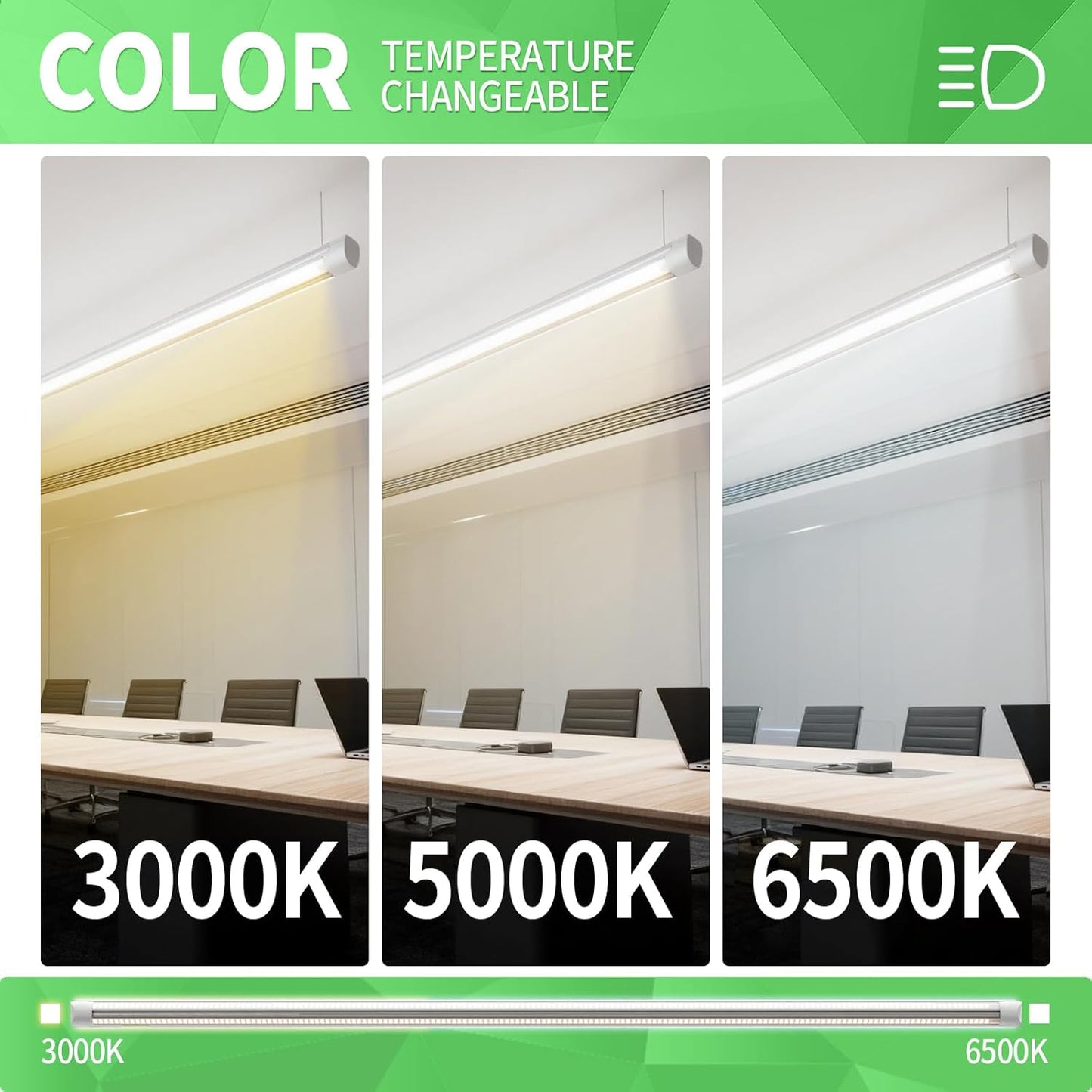 6 Pack 4FT Led Shop Lights,30W 4500LM 3000-6500K Tunable,T8 Tube Light with 6CCT,Milky Cover Linkable Fixture Lights for Workshop,Warehouse,Garage,Shop,Barn