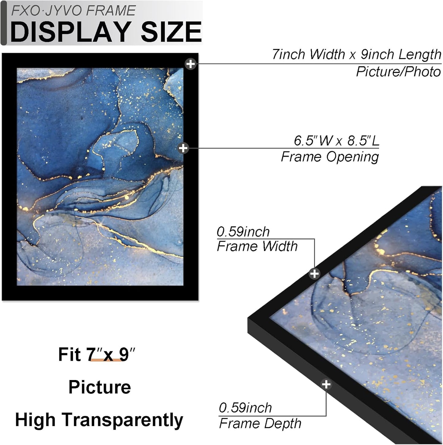 7x9 Picture Frame Set of 3, Black Frame for 7 x 9 Inch Picture Poster Photo, Light Weight and High Transparent 7 by 9 Frame for Wall - 3 Pack/Black/7"x9"