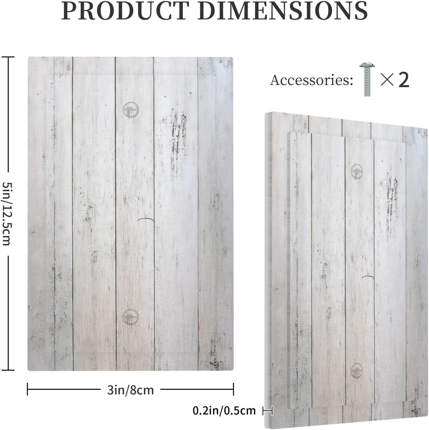 Rustic White Grey Wood Grain Light Switch Cover Plate 1 Gang No Device Blank Decorative Switch Plate Electrical Wall Plates Faceplate for Bedroom Bathroom Decor