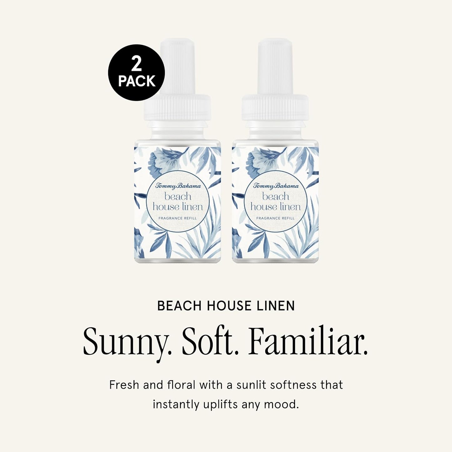 Pura & Tommy Bahama Home Scent Refill - Smart Home Air Diffuser - Up to 120-Hours of Luxury Fragrance per Refill - Spring & Summer Fragrance - 2 Pack, Beach House Linen
