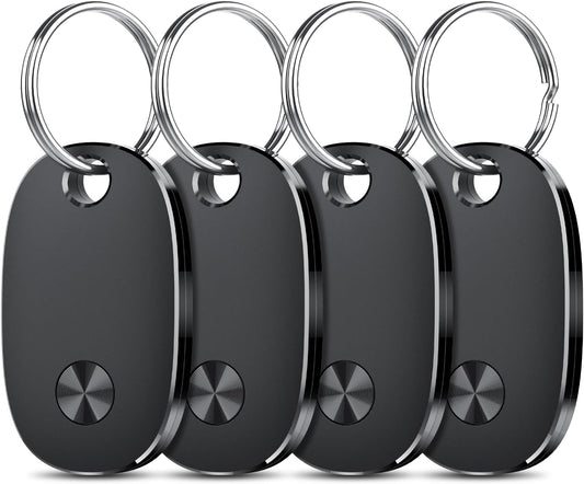Tracker Tags-4 Pack, Bluetooth Tracker Works with Apple Find My APP (iOS Only), Keys Finder and Item Locator for Luggage, Backpack, Suitcases, Replaceable Battery, IP67 Waterproof weTag pro