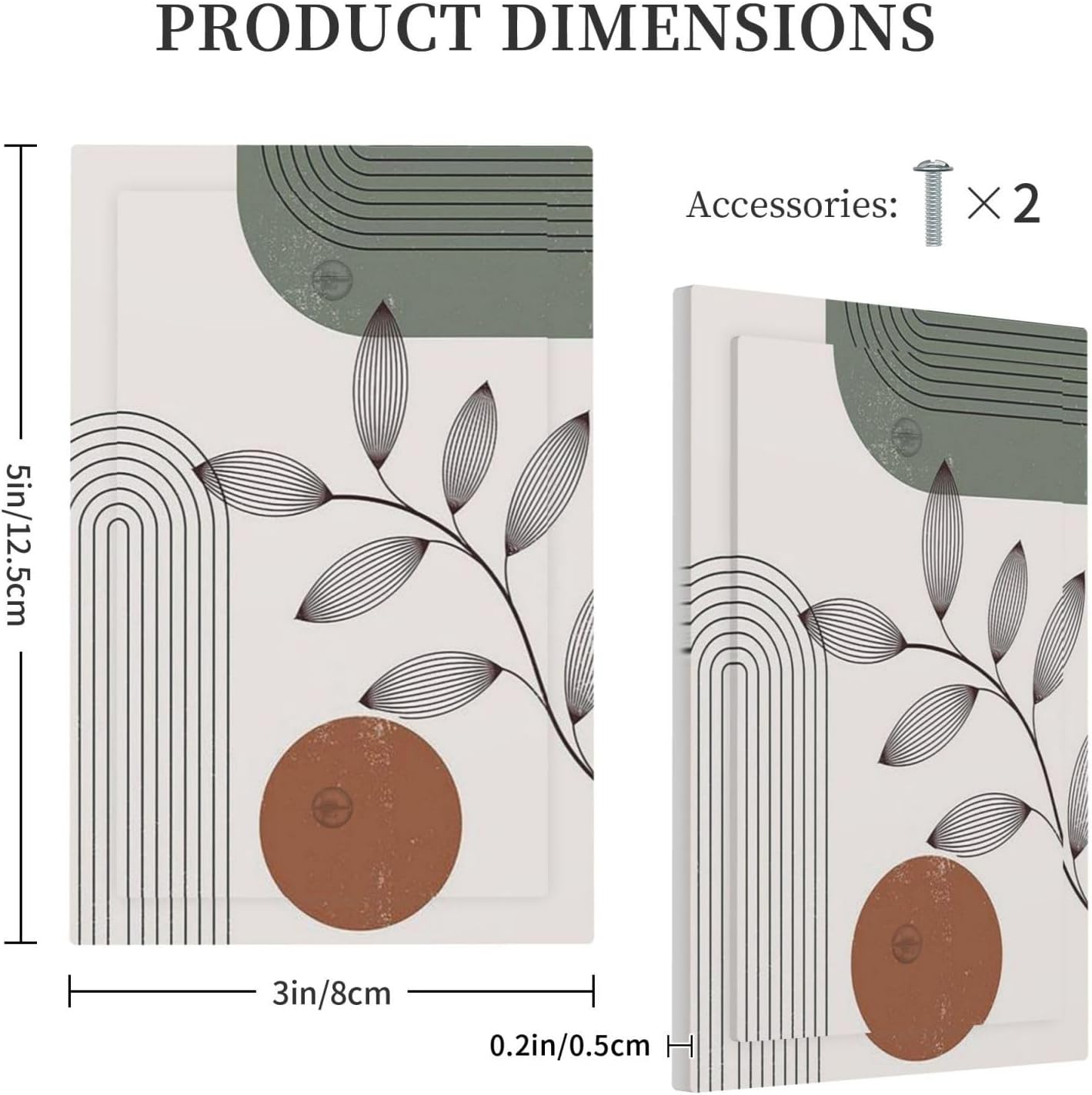 Light Switch Cover Plate Sage Green Boho Nature Art Minimalist Geometric Plant 1 Gang No Device Blank Electrical Wall Plates Faceplate Decorative Switch Plate for Bedroom living Room Decor