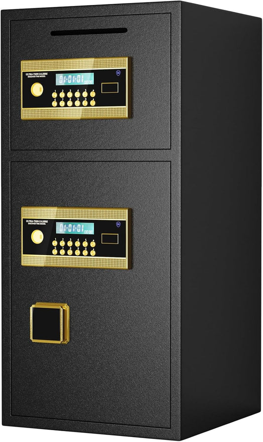 6.0 Cu Ft Large Double-Door Coin-Operated Digital Safe with Fireproof & Waterproof Bag,Hidden Code,Coin Slot,Thickened All-Steel Construction,Extra Storage,Wall/Floor Mountable for Home/Office/Hotel