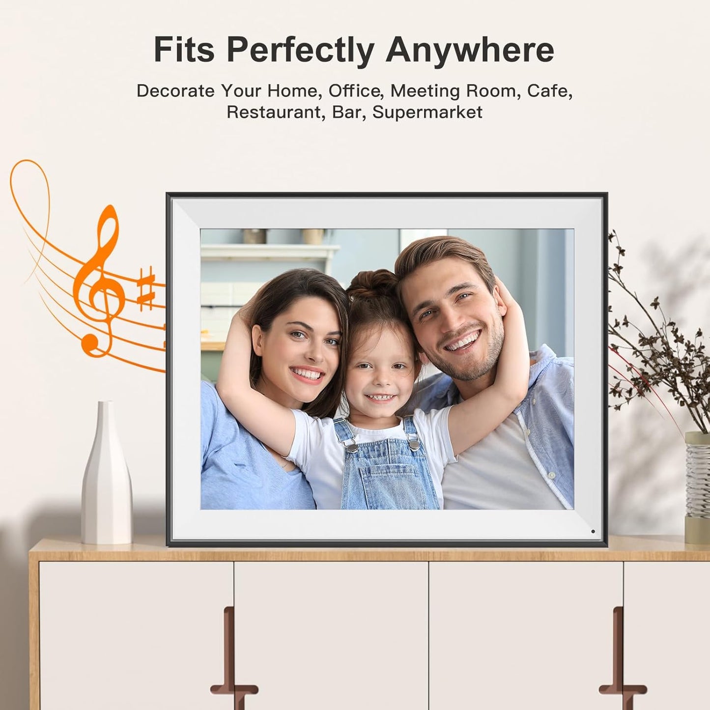 Large Digital Picture Frame 17 inch WiFi-Photo-Frame - 1280 * 960 FHD Touchscreen Display, 32GB Electronic Frame, Wall Mounted, Load Photos and Videos from Phone via App Email, for Mom