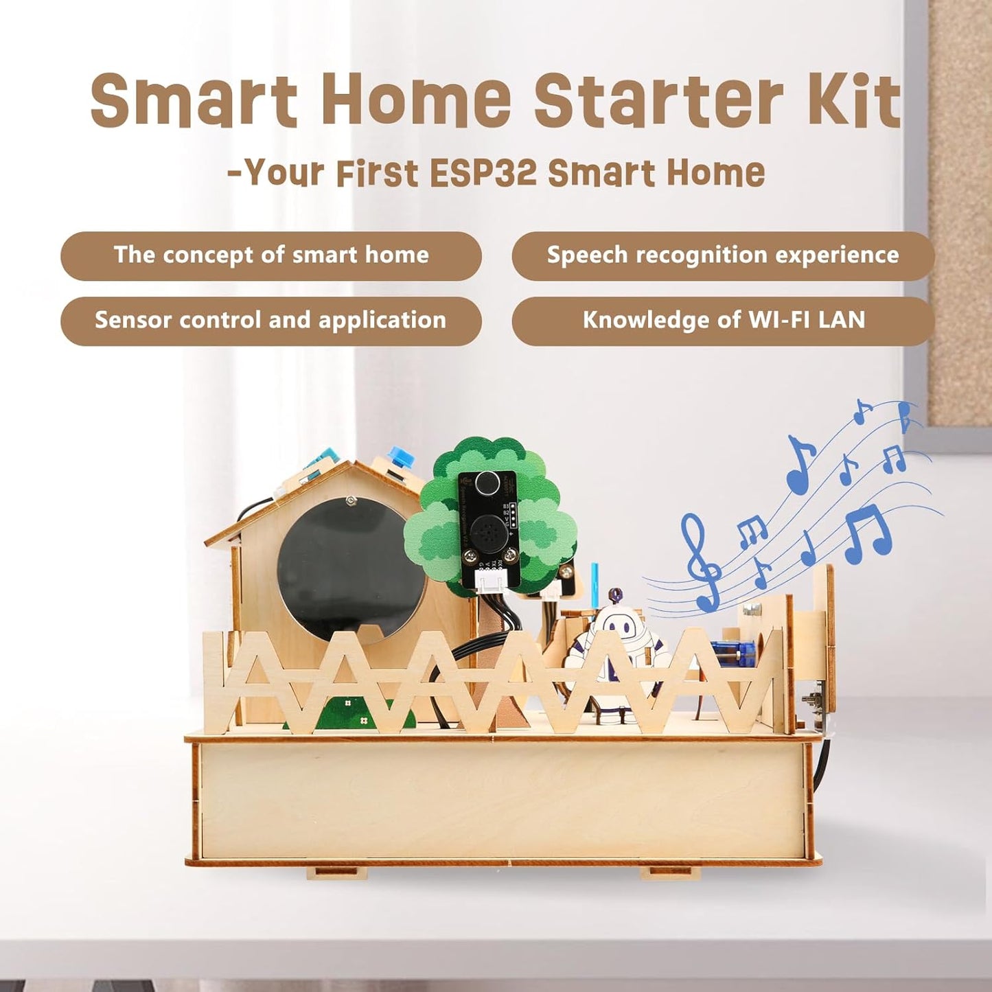 ACEBOTT ESP32 Smart Home IoT Starter Kit, STEM Kit Compatible with Arduino IDE, Stem Toys Coding Kit with House Building, Sensors & App Control, STEM Educational Kit for Kids 12+