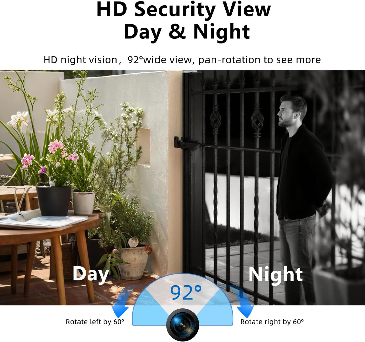 Video Doorbell Camera Wireless with Charm, HD Camera, Real-Time Alerts Ring Call, Pan Rotate, AI Detection, Power Battery, Home Security Apartment Camara para Puerta, 2.4G WiFi, Carbon Fiber