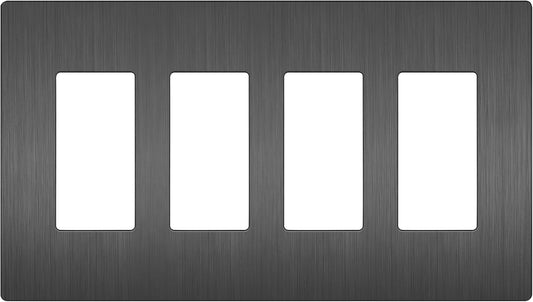 LIDER Brushed Finish Decorator Switch Cover, Screwless Wall Plate, Mid-Size 4-Gang 4.88" x 8.58", Unbreakable Polycarbonate Thermoplastic, UL Listed, LSWP-34M-BSG, Brushed Space Gray