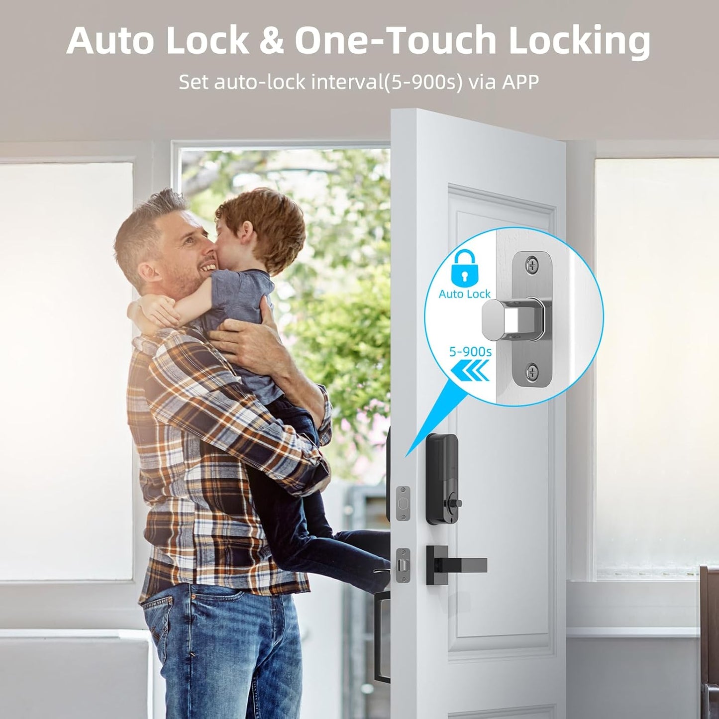WiFi Front Door Lock Sets with Handle, Fingerprint Keyless Entry and Smart Keypad with Lever Handles, Electronic Screen+WiFi Gateway, APP Control, Auto-Lock, Voice Control