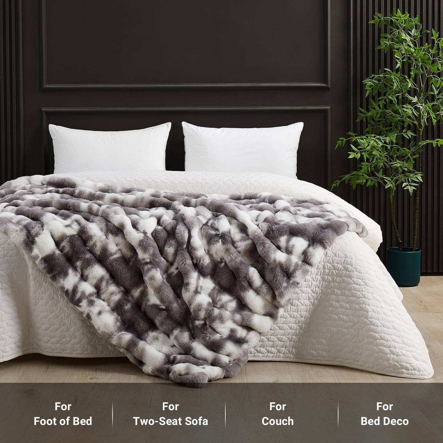 SAPHREAS Faux Fur Throw Blanket for Couch, Fluffy Fuzzy Bubble Blanket for Sofa Bed Living Room, Decor Soft Cozy Gifts for Women Men, 60x80” Tie Dye Grey