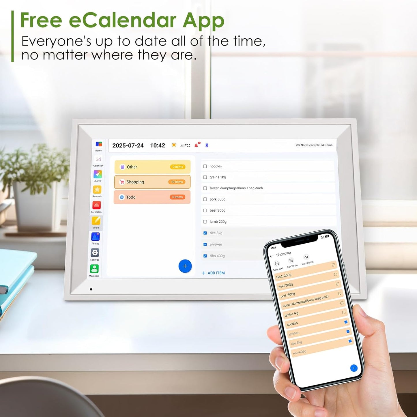 15.6 Inch Smart Digital Calendar 1080P Full HD Planner Digital Picture Frames Interactive Touchscreen Display Family Planner Stand Wall Mount White