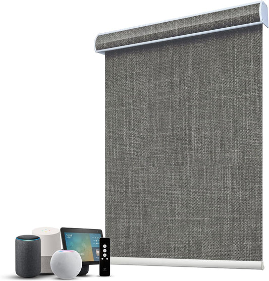 SmartWings Motorized 100% Blackout Shades Blinds, Custom Size, Cordless Window Shades with Rechargeable Battery, Work with Matter/Apple HomeKit, Alexa, Thread/Zigbee, Remote Optional, Vigor Dove
