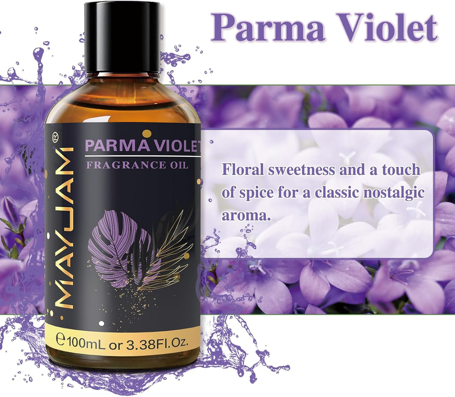 MAYJAM 100ML/3.38FL.OZ Parma Violet Fragrance Oils with Glass Dropper, Essential Oils for Diffusers for Home, Long Lasting Scented Oils for Diffusers Soap Candle Making