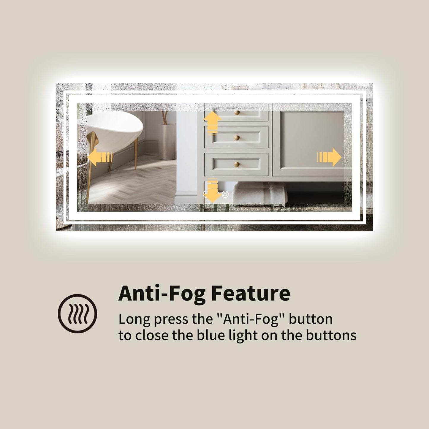 WTTY 96"x36" LED Bathroom Mirror with Lights, Large Dimmable LED Wall Mirrors, Backlit + Front Lit, Lighted Bathroom Vanity Mirror for Wall, Anti-Fog, Memory Function, Shatter-Proof, ETL Listed