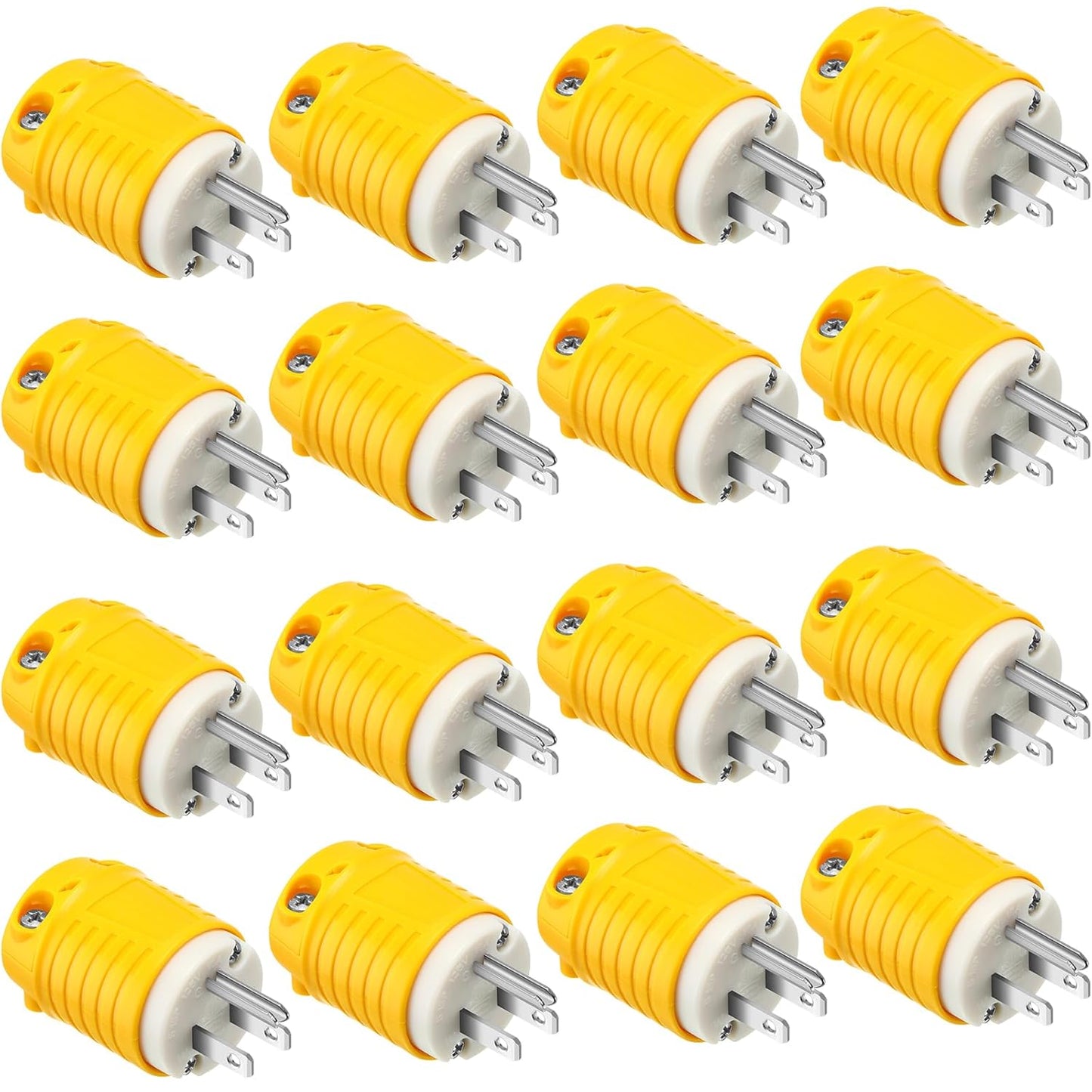 Sherr 16 Pcs Extension Cord Ends 15A 125V 2 Pole 3 Wire Heavy Duty Replacement Male Plug Female Connector Set 5-15P 5-15R Straight Blade Plug Grounding Type/ETL Listed (Male)