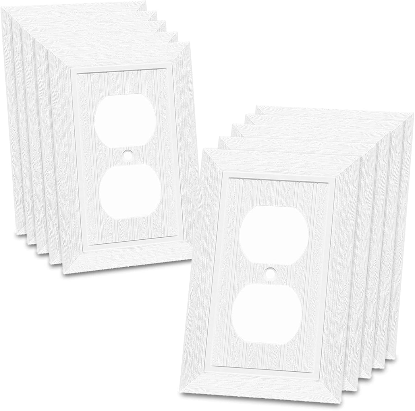 Modern Decorative Wall Plate Retro Wood Grain design Switch Cover Outlet Cover for Light Switch, Smart Switch, Dimmer, GFCI, USB Outlet (10 Pack, Single Duplex)