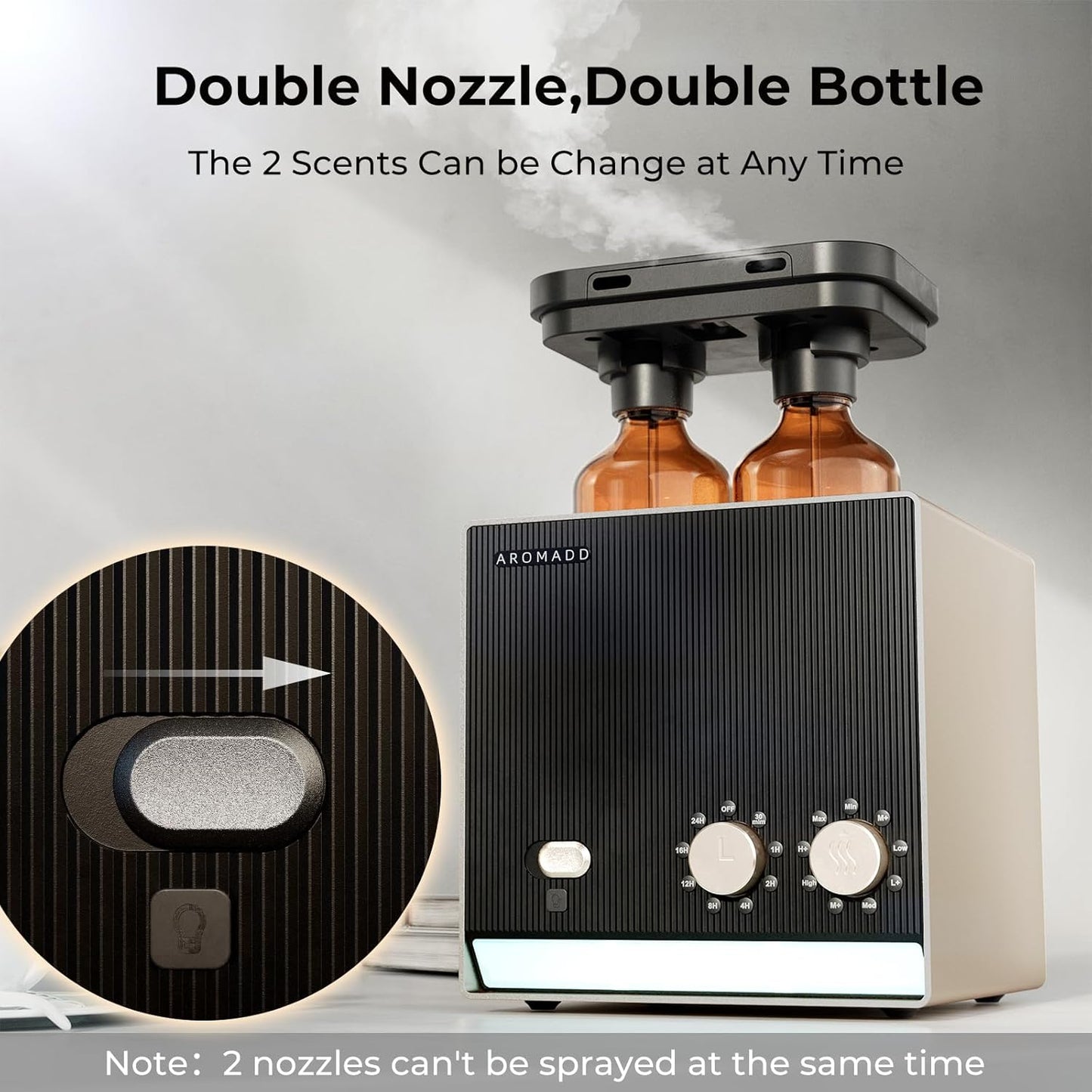 Smart Aroma Dual-Scent Waterless Essential Oil Diffuser, Cold Air Tech Scent Air Machine for 2000 Sq Ft, 2×200ml Hotel Collection Diffuser for Home & Office (Gold Titanium, Two Scents)