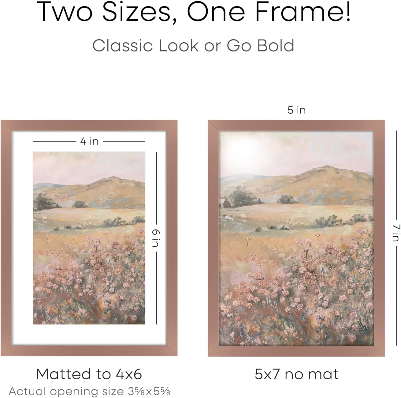 Homeforia 5x7 Picture Frame Mocha, High End Metal 5 x 7 Mocha Frames with Mat 4 x 6 for Art, 5x7 Desk Frame Matted to 4x6 inch Photo, 5 by 7 Wall or Tabletop Frames, Tempered Glass, Wall Kit, Set of 1