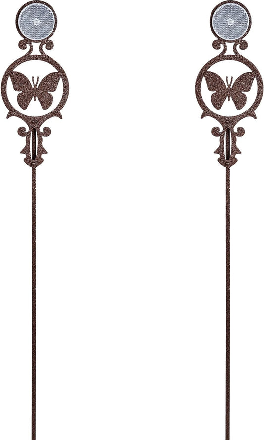 Touch of Class Pathways Reflective Driveway Marker Stake Set of Two for Outdoor Use | Butterfly Emblem Design | Personalized Tall Reflector Set of 2 | Weathered Bronze Durable Finish