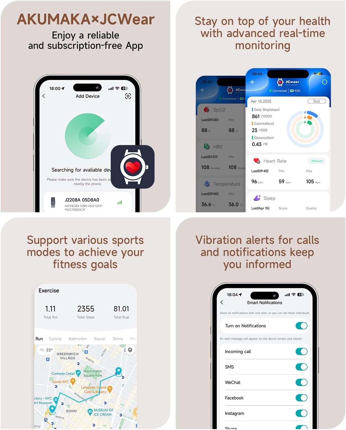 Health Fitness Tracker, Wearable Activity Step Tracker for Men Women, Continuous Sleep/ Heart Rate/ SpO2/ Stress/ Blood Pressure Monitor, IP68 Multiple Sports Modes Watch, Free App for Android iPhone