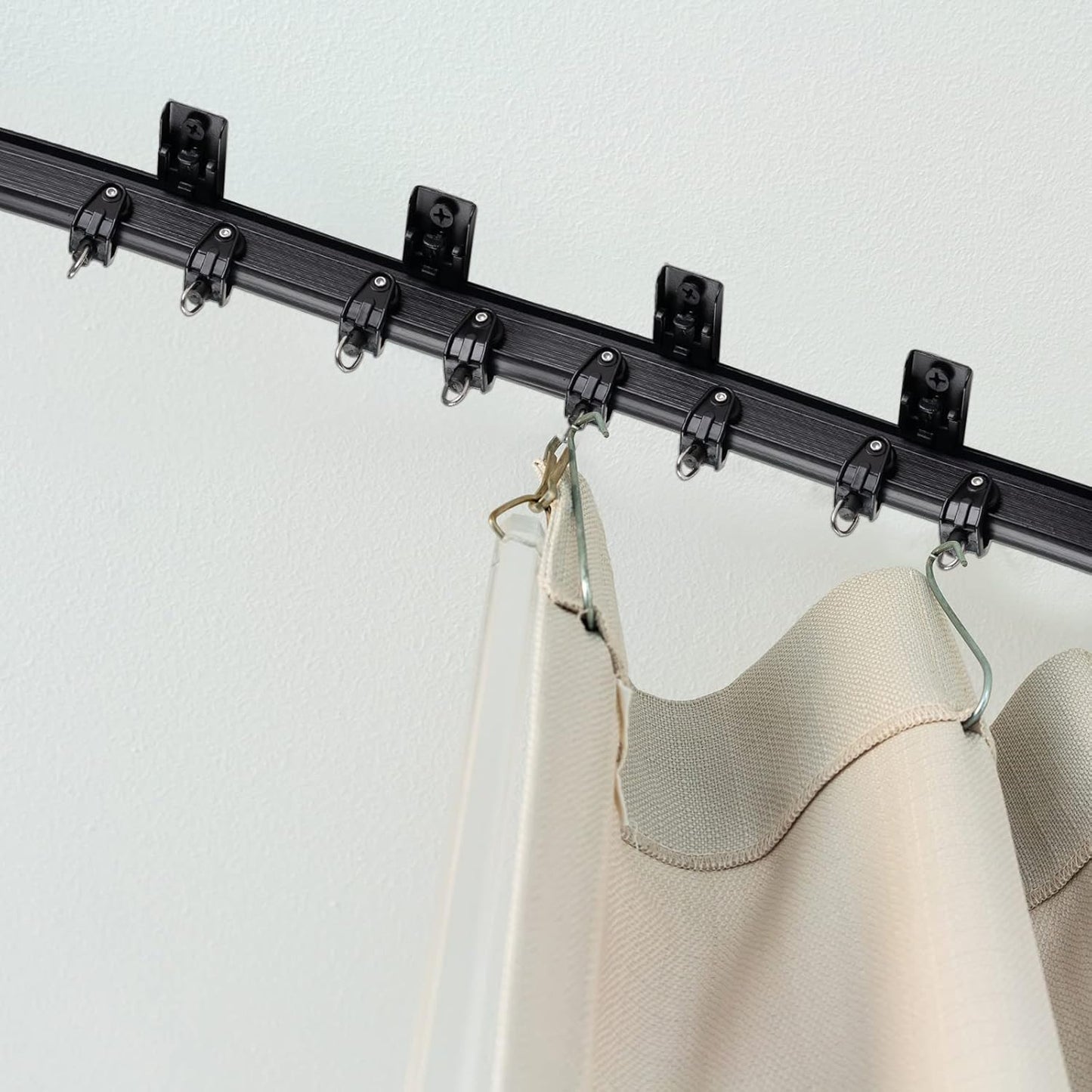 Jetec Curtain Tracks Ceiling Flexible Curtain Track Bendable Rail Curved Wall Mounted for Living Room Bedroom Divider Rod RV(10 Meter/ 32.8 Feet,Black)