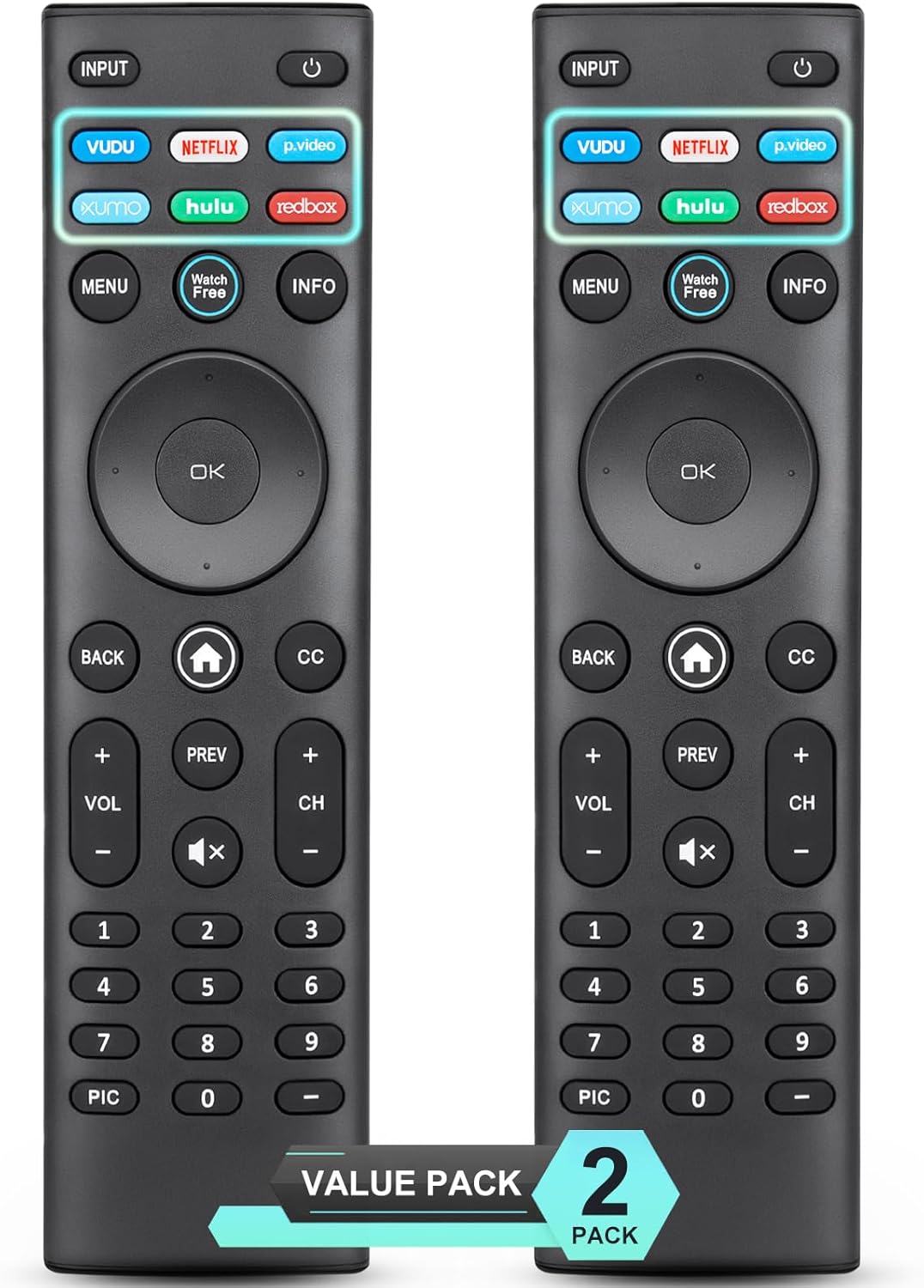for VIZIO Smart TV Remote Replacement, Universal for VIZIO Remote Control XRT140【Pack of 2】