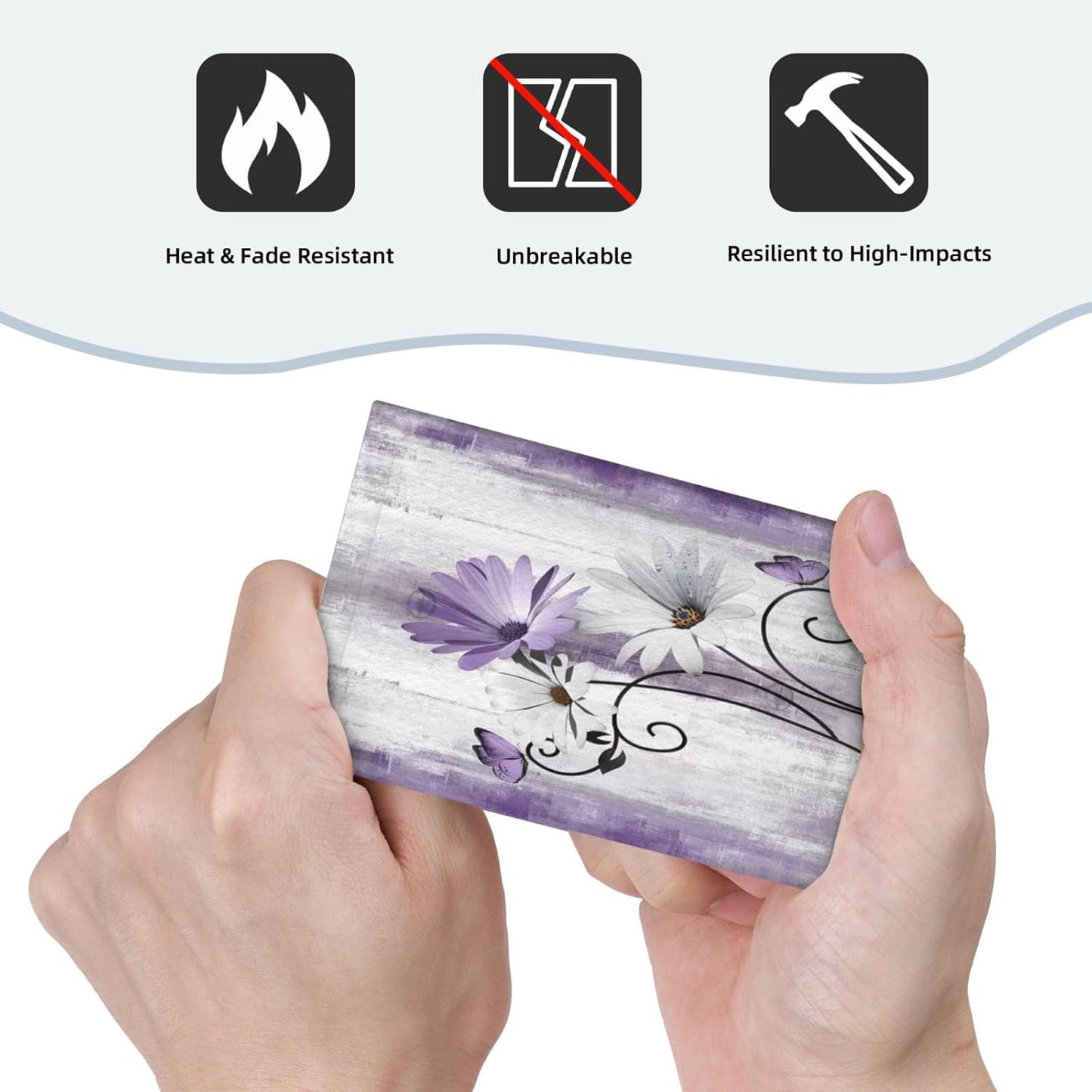 Decorative Light Switch Plate Covers Rustic White Purple Daisy Floral Flower 1 Gang No Device Single Blank Outlet Cover Wall Plate Light Switch Cover Plate Faceplate for Bedroom Home Decor