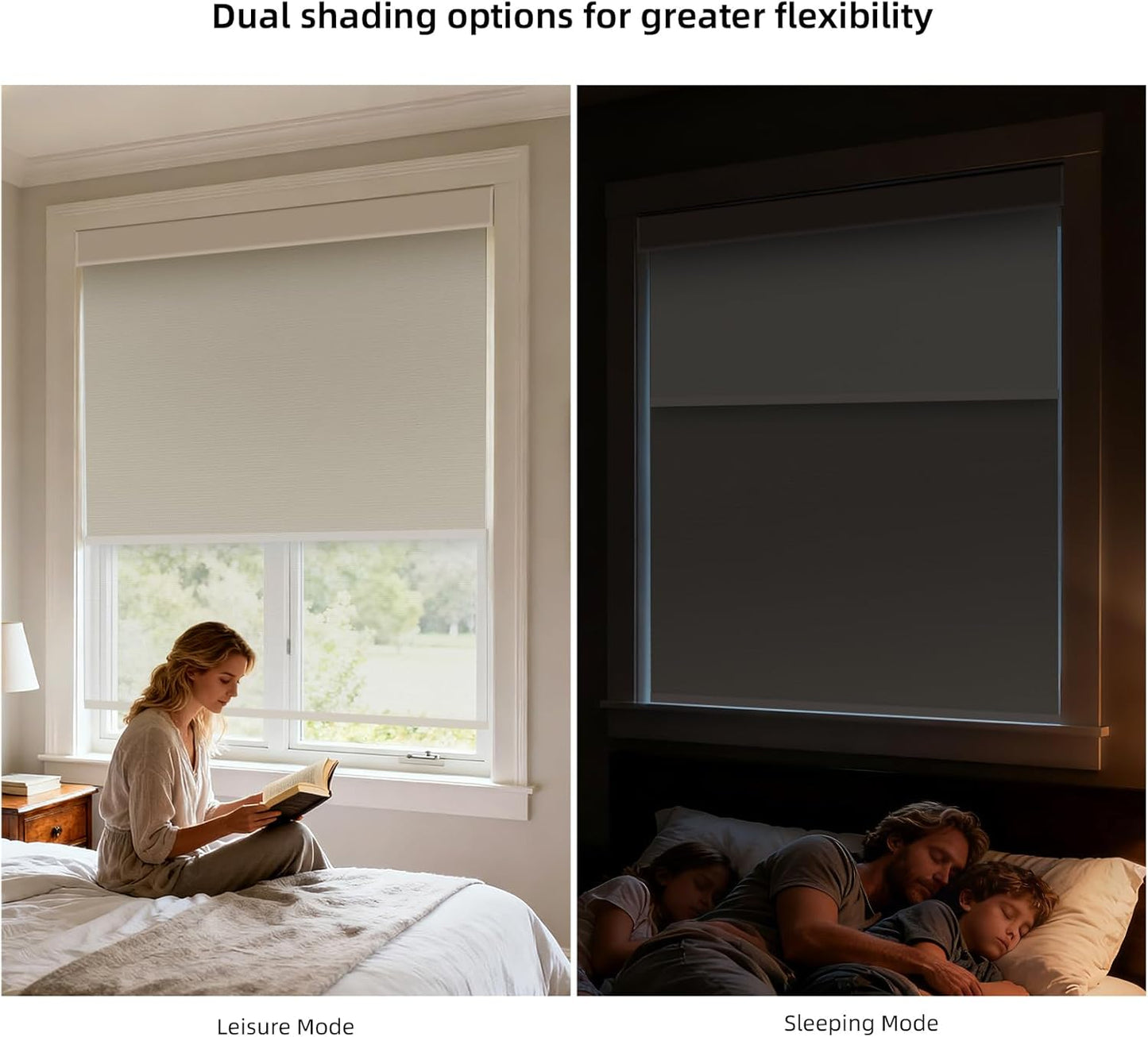 ZSTARR Motorized Day and Night Dual Smart Blind for Window with Valance Rechargeabl Motor,Blackout Roller Shade Custom Size,with Valance Suitable for Home,Office (Full Blackout Light Coffee)…
