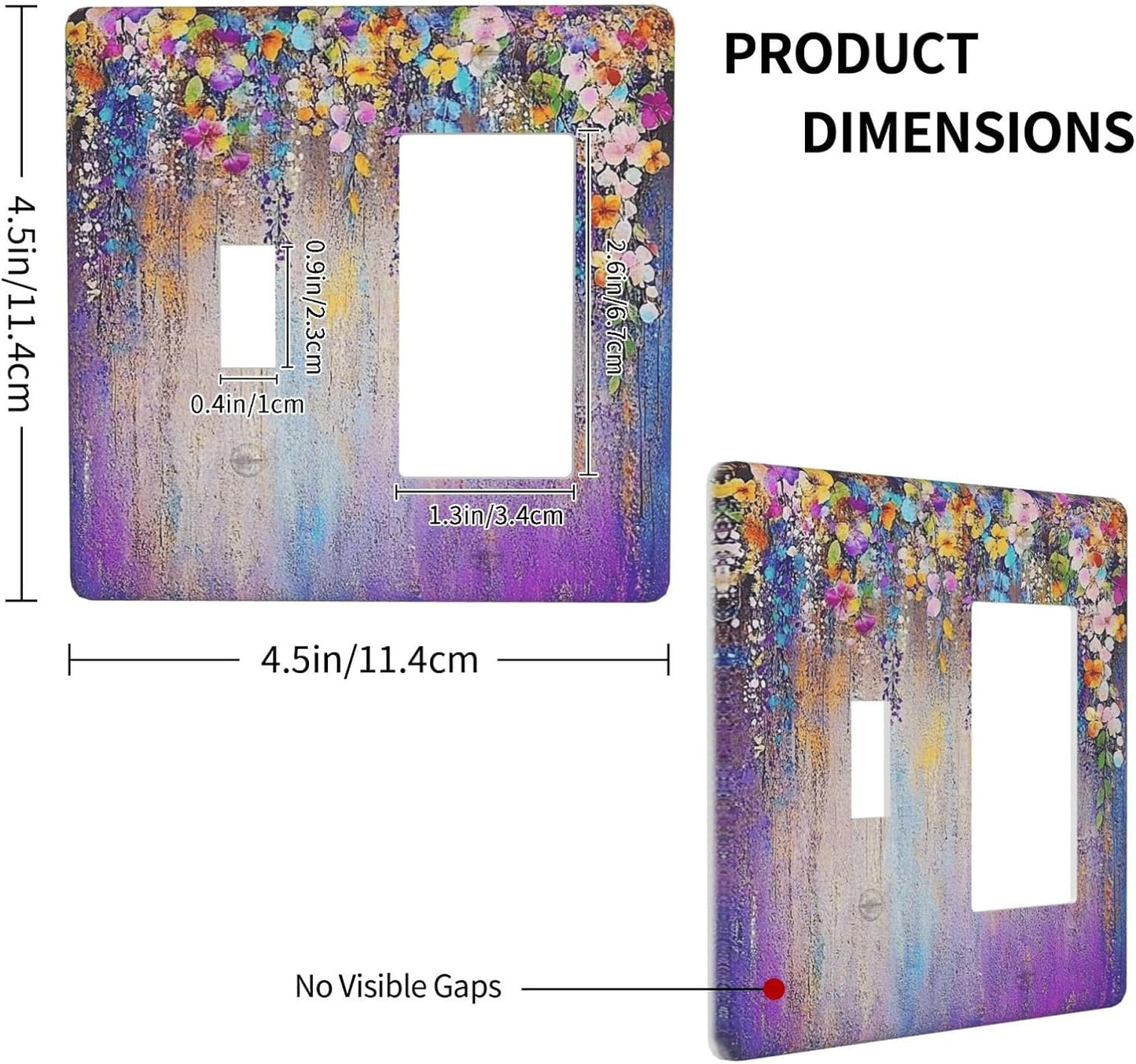 Colorful Country Flower Wildflower Floral Outlet Covers 1 Toggle 1 Rocker Combination Decorative Wall Plate Electrical Switch Plates Light Switch Cover Plate For Bed Room Living Room Decor