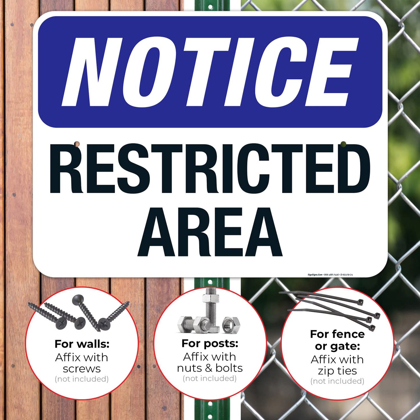 Notice Restricted Area Sign, 18x24 Inches, Rust Free .063 Aluminum, Fade Resistant, Made in USA