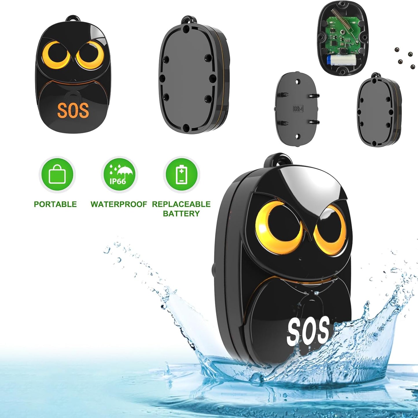 HTZSAFE Caregiver Pager Wireless Call Button 500+ Feet, SOS Alert Nurse Calling Elderly Fall Help System for Patient/Disabled Monitoring at Home, IP55 Waterproof, 1 Transmitter + 1 Receiver , Black