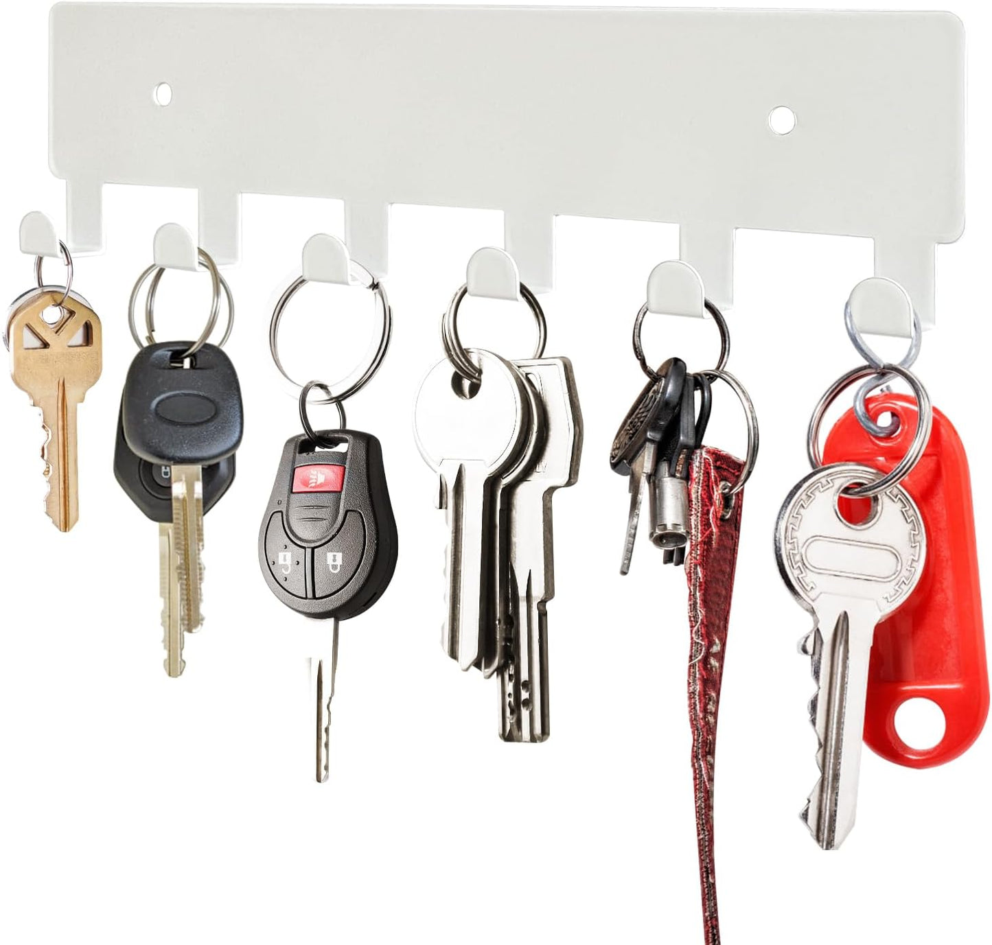 GTK Key Holder for Wall, Key Hooks with 6 Hooks, Wall Mounted Key Holder for Hallway, Self Adhesive Key Rack(White)