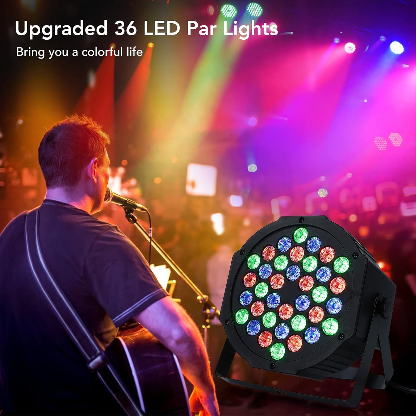 Dj Lights, 12 Pack 36 LED Par Lights Stage Lights with Sound Activated Remote Control & DMX Control, Stage Lighting Uplights for Wedding Club Music Show Christmas Holiday Party Lighting
