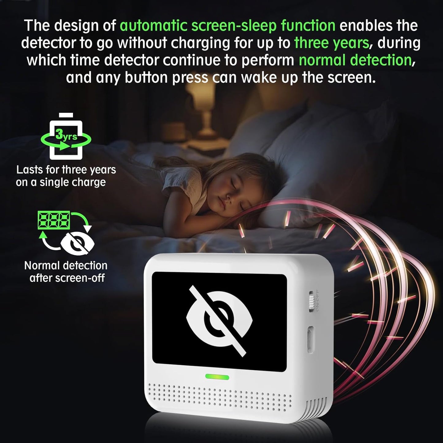 Digital Radon Detector - User-Friendly Desktop Device with HD LCD Display, 2-3 Years of Battery Life on 6-Hour Charge, 10-Year Sensor Lifespan, Perfect for Accurate Home and Office pCi/L Reading