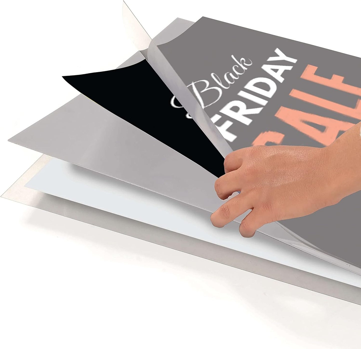 M&T Displays Metal Eco Info Board Black 18x60 Inches Slide-in Poster Sign Holder 1 Tier Double Sided Floor Standing Advertising Display with Backing and Anti-Glare PET Cover