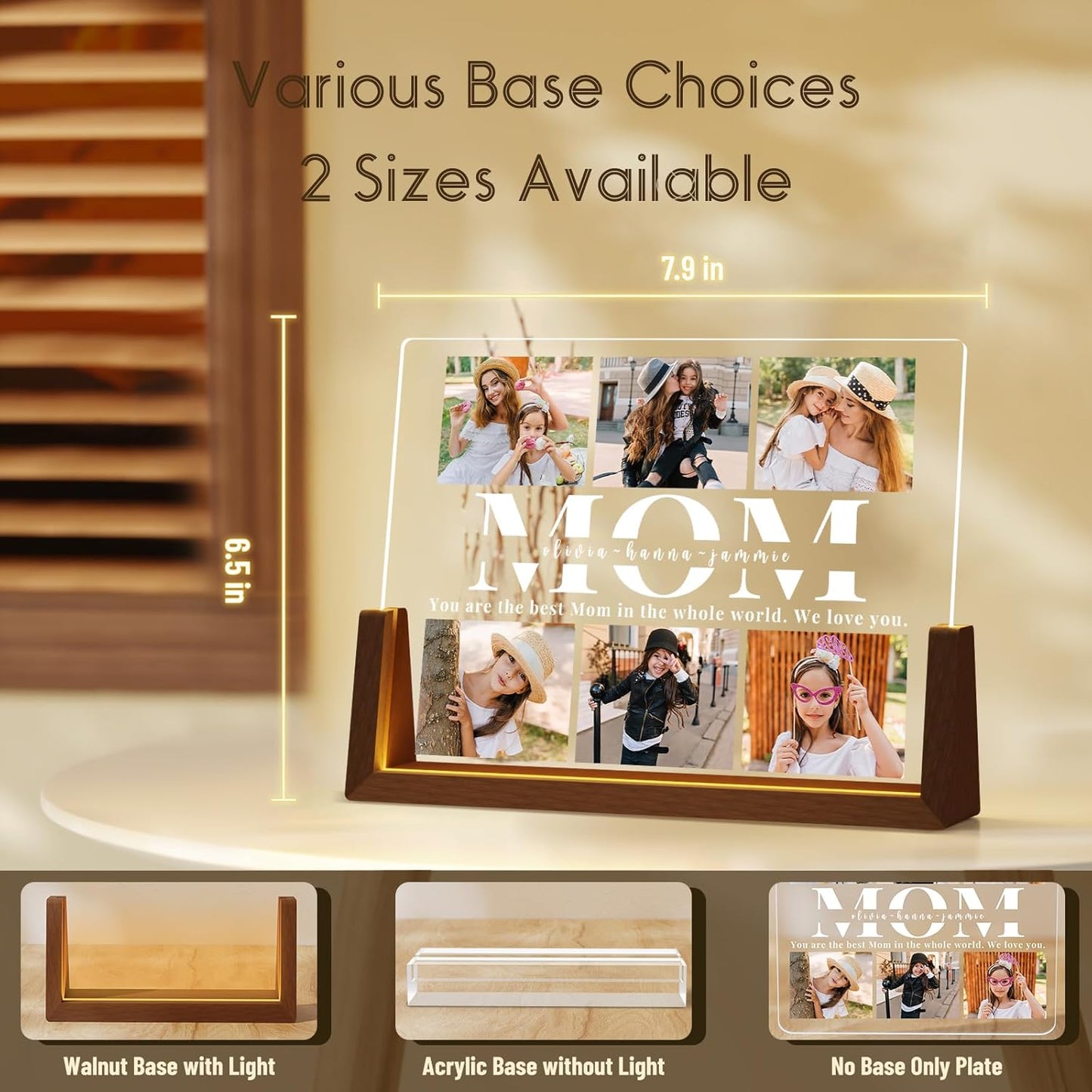 Personalized Mothers Day Picture Frame for Mom, Custom Gifts for Mother's Day from Daughter Son Kids, Customized Photos Gifts for Wife from Husband, Best Mom Ever Gifts