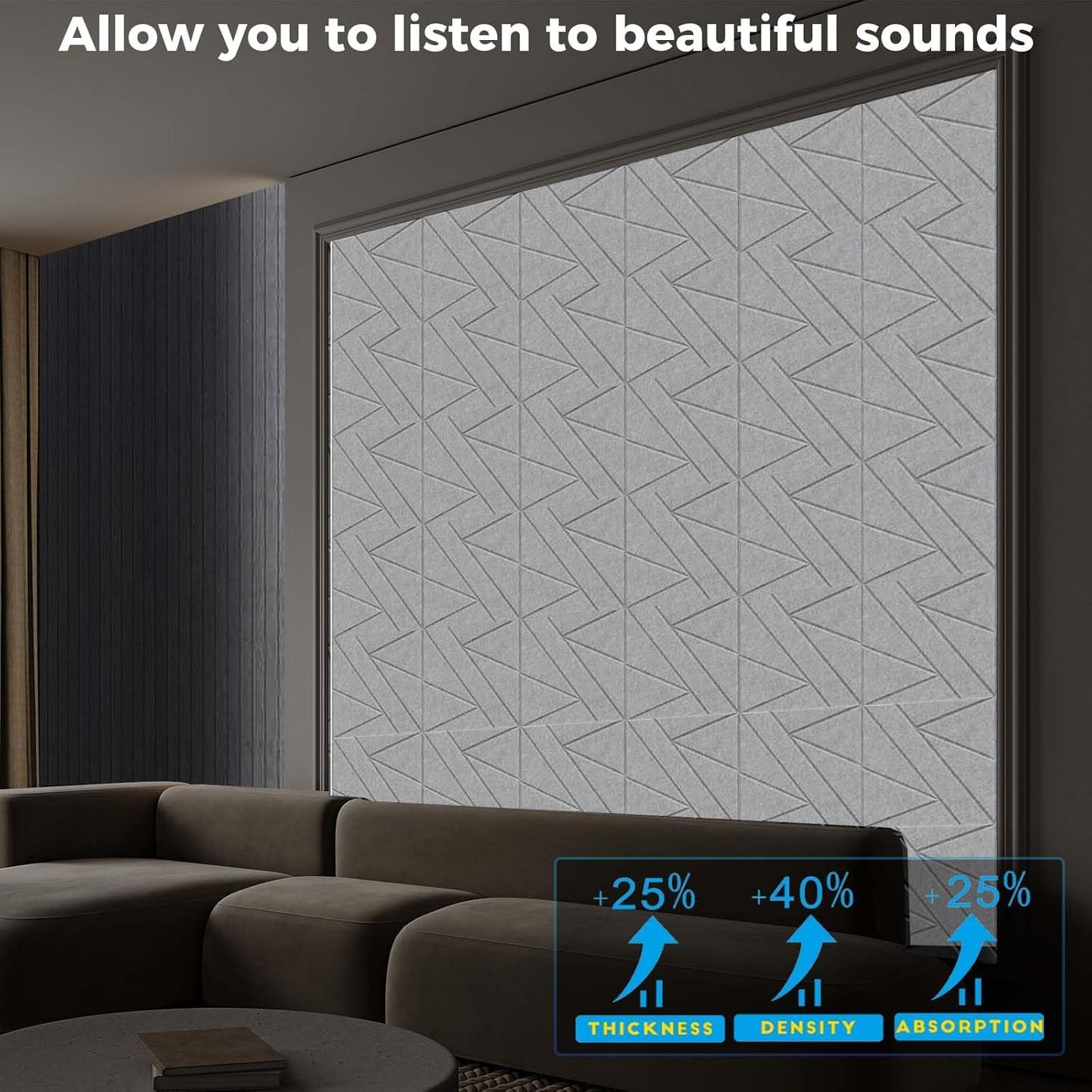 16 Pack Self-Adhesive Soundproof Wall Panels, 12 x 12 x 0.47 in Sound Proof Foam Panels for Walls, 1.2lb/ft³ High Density, Thicker 0.47in, Acoustic Panels, Noise Dampening Panels Studio Gray
