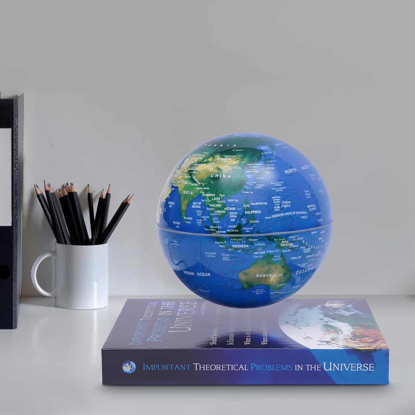 Magnetic Levitation Globe with LED Lights, 6-Inch Floating Geographic Globe, Educational World Map for Home Office Decor, Kids & Adults