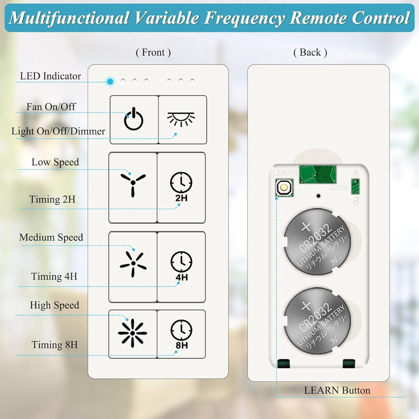 Universal Ceiling Fan Remote Control Kit, Ceiling Fan Wall Switch for 3 Speed and Light Dimmer, Compatible with Hampton Bay Harbor Breeze Hunter, 2-8H Timmer