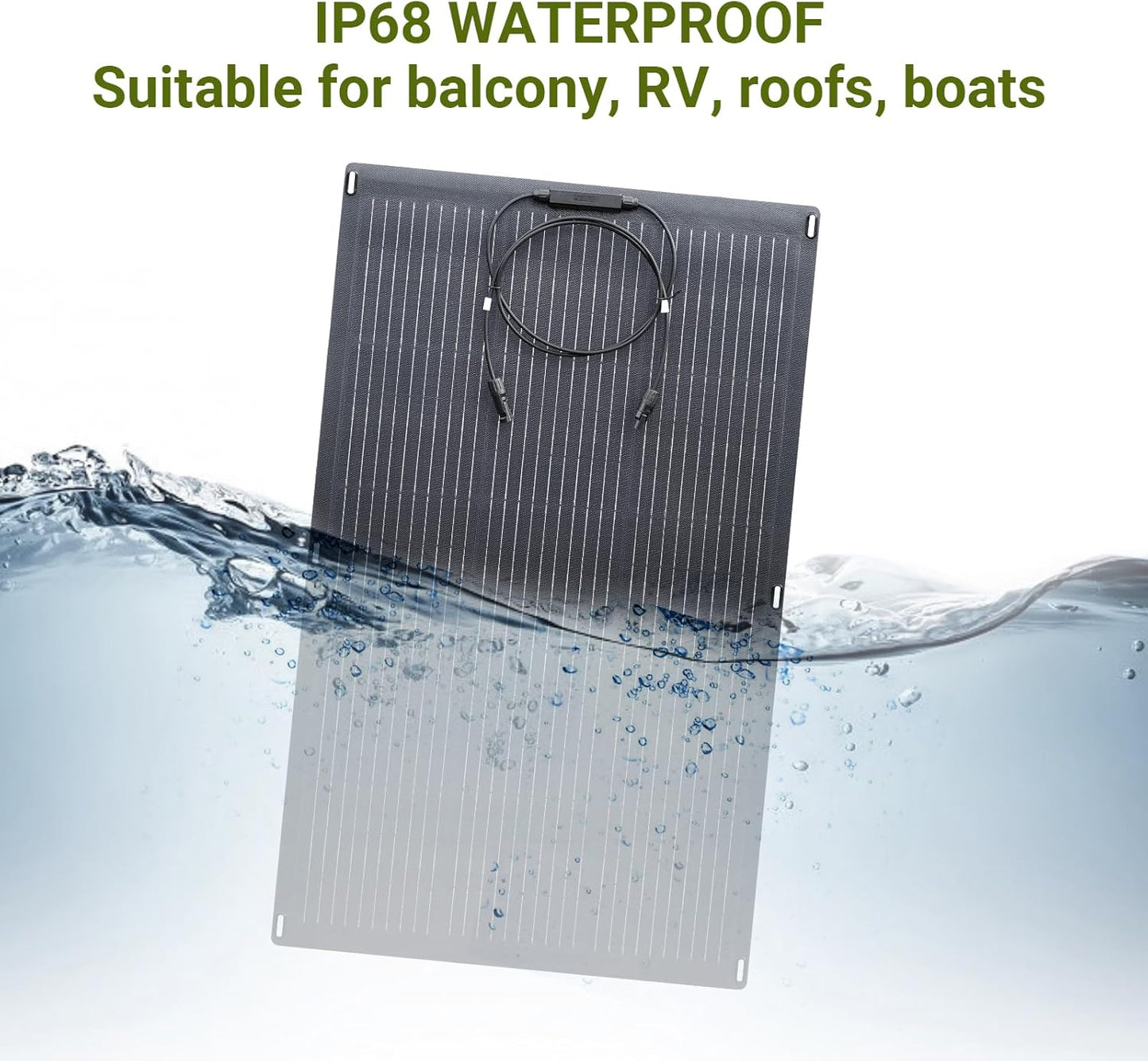 ALLPOWERS SF100 100W Flexible Solar Panel,Ultra-Thin 3mm Bendable Monocrystalline Solar Charger,25% Efficiency IP68 Waterproof for RV Roof,Camping,Marine Use,Compatible
