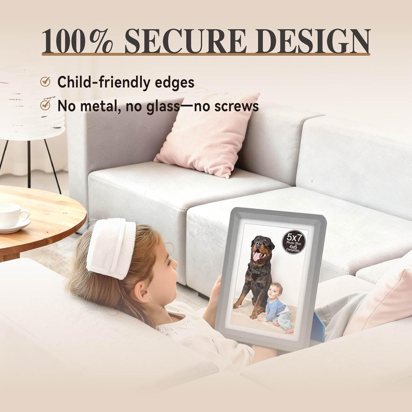 Dark Gray 5x7 Picture Frame with Acrylic Front 6 Pack, ABS Frame for 5x7 or 4x10 Photos, Shatterproof UV-Resistant Tabletop Photo Frame, Vertical/Horizontal Display for Home Décor