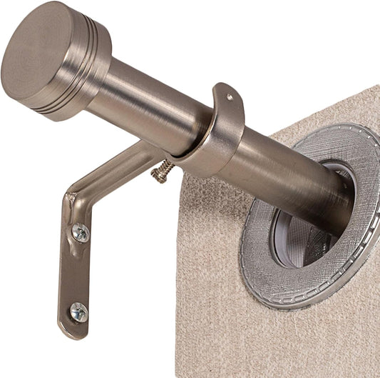 Brushed Nickel Curtain Rod for Windows 18 to 45 Inches, 1 Inch Adjustable Drapery Pole, Heavy Duty Outdoor/Indoor Modern Curtain Rods, Easy Installation(Satin Nickel 18"-45")