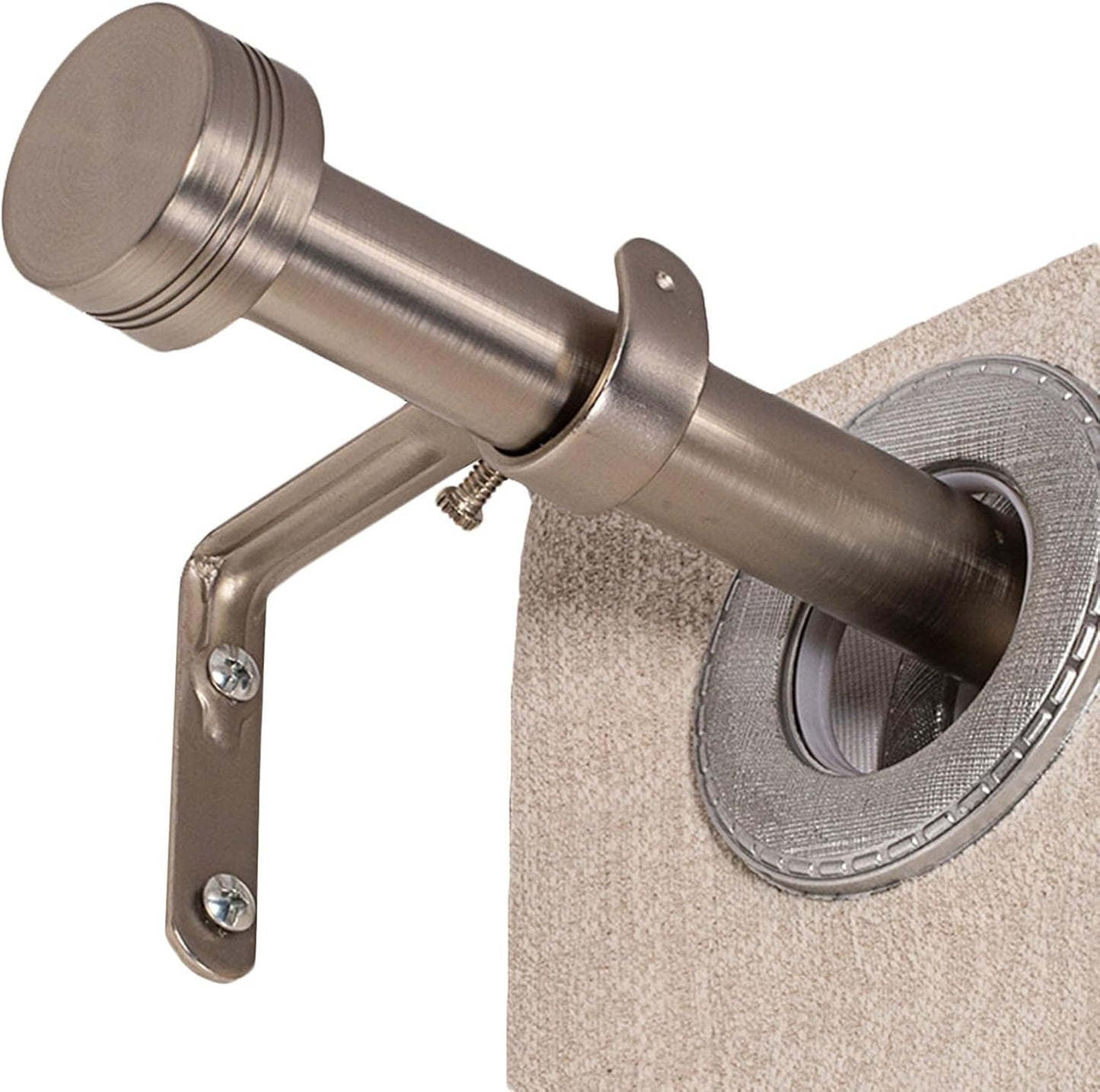 Brushed Nickel Curtain Rod for Windows 18 to 88 Inches, 1 Inch Adjustable Drapery Pole, Heavy Duty Outdoor/Indoor Modern Curtain Rods, Easy Installation(Satin Nickel 18"-88")