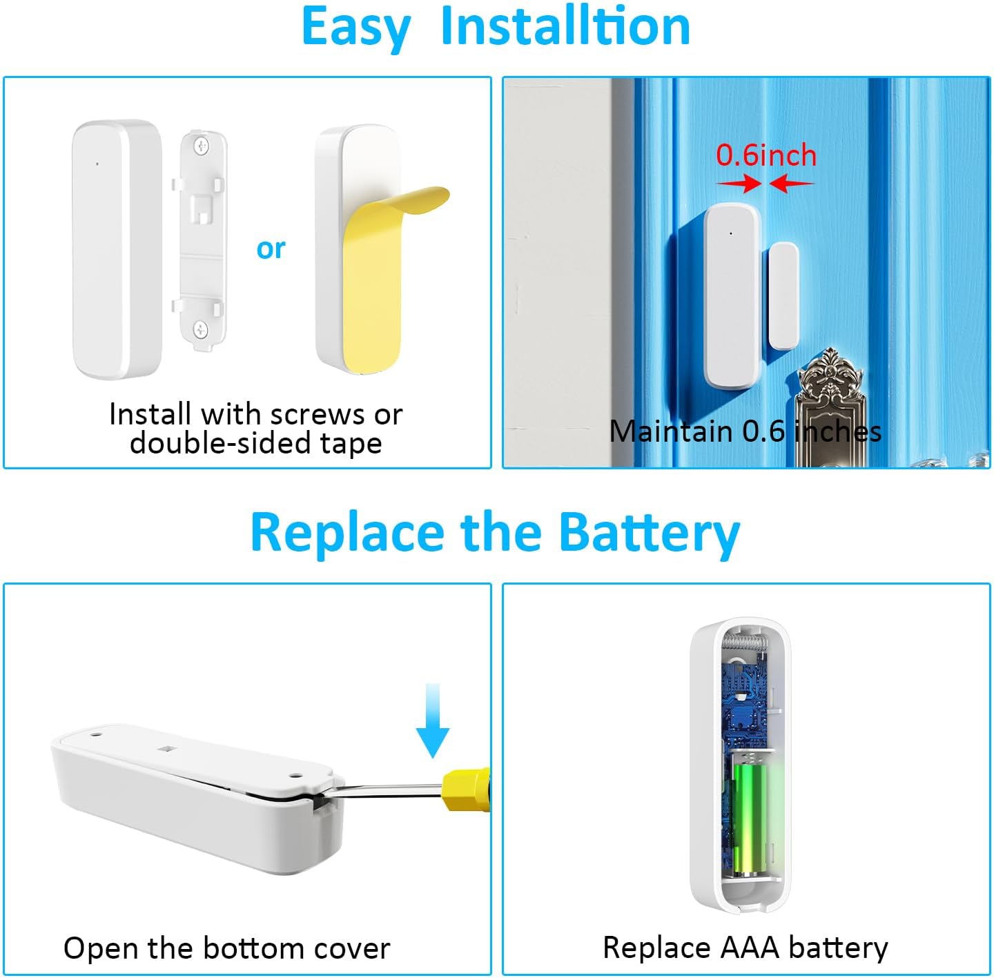 Door Chime, Wireless Door Open Sensor Alarm When Entry Business/Office/Store (500ft Range 51 Ringer Adjustable Volume) Home Alert Bell for Kid/Toddler Safety, 1 Receiver+3 Sensors