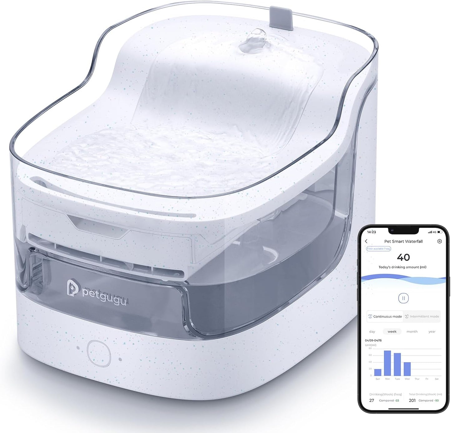 Cat Water Fountain Smart App Control 8 Layers Filtration BPA-Free & Ultra-Quiet Dogs Automatic Water Dispenser Water Fountains for Cats Indoor Wireless Pump Pet Health Manager 2.4G WiFi