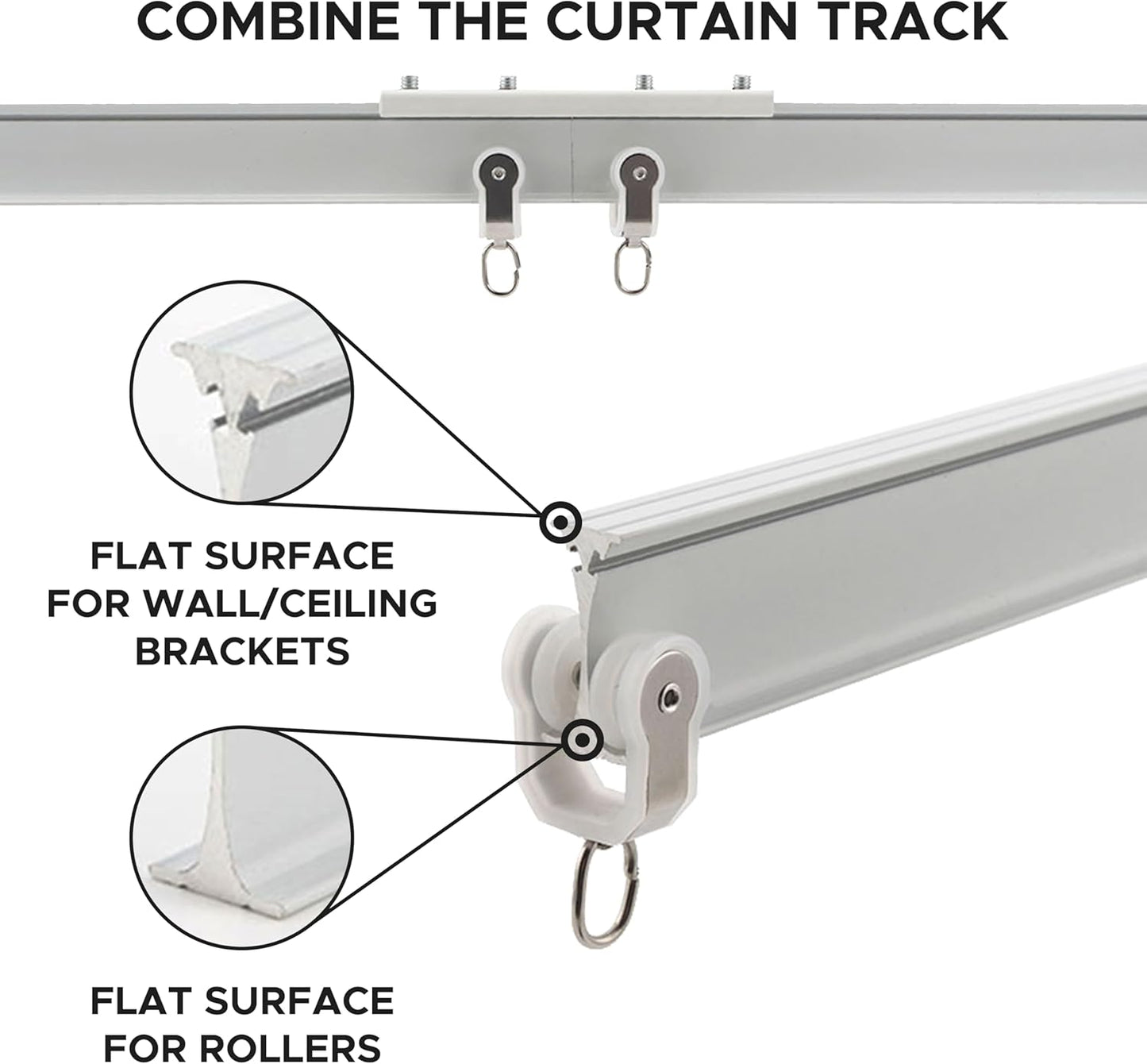 Aluminum Flexible Ceiling Curtain Track – 3ft-16.4ft / 5m Bendable Wall/Ceiling Mount Rail, Smooth Glide System for Bay Windows, RVs, Room Dividers, Showers – Easy Install & Custom Fit