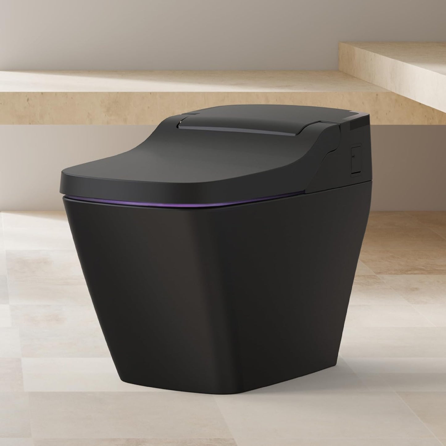 VOVO STYLEMENT TCB 090SA(B) Smart Toilet for bathrooms, Elongated One Piece Toilet with Auto Open/Close Lid, 1.12 GPF, Auto Dual Flush, ADA Chair Height, Heated Seat, Made in Korea - Black