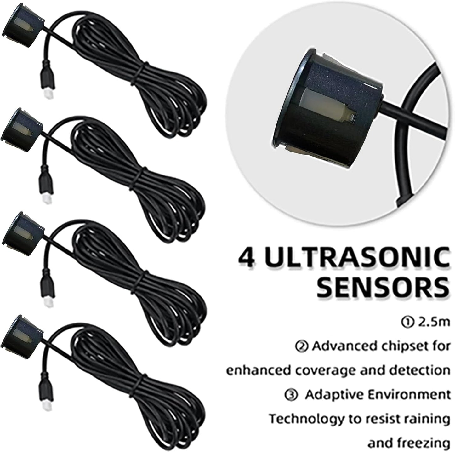 New Features Forward and Reverse Parking sensors, Option to Measure Distance in inches, bidirectional Display Option, and Customizable Digital Direction 18 Color Probes to Choose from(Livid Grey)