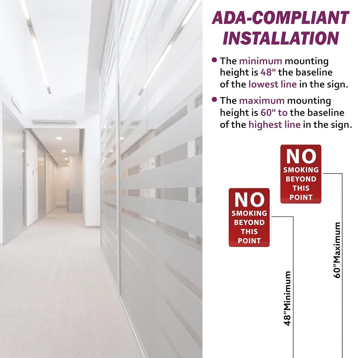 No Smoking Beyond This Point Sign - ADA Compliant Digitally Printed Text Wall Sign - Smoke-Free Area Signs for Offices, Businesses, Hotels & Restaurants - Aluminum 7” x 5”